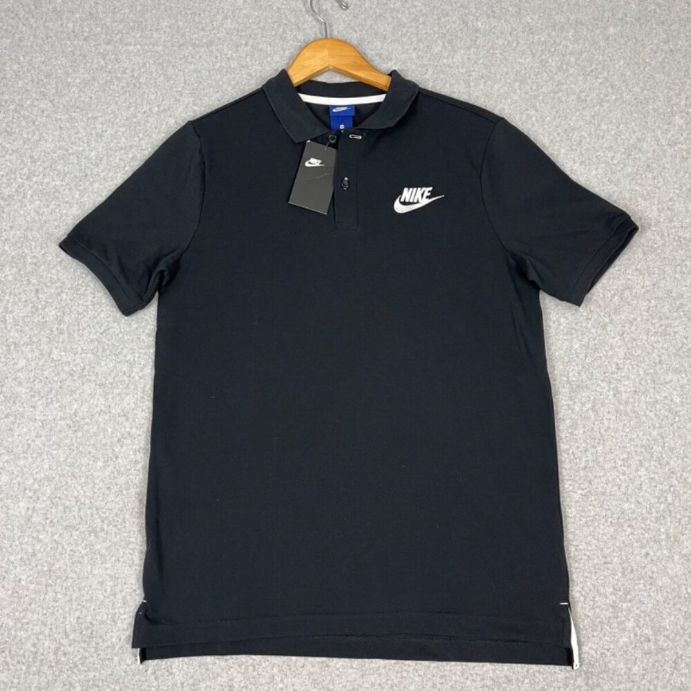 Nike Sportswear Shirt Mens M Medium Black Short Sleeve Classic Polo Front Logo